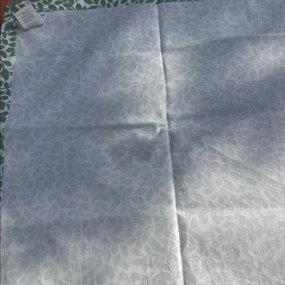 Williams Sonoma White Pillow Cover with Green Leaf Print